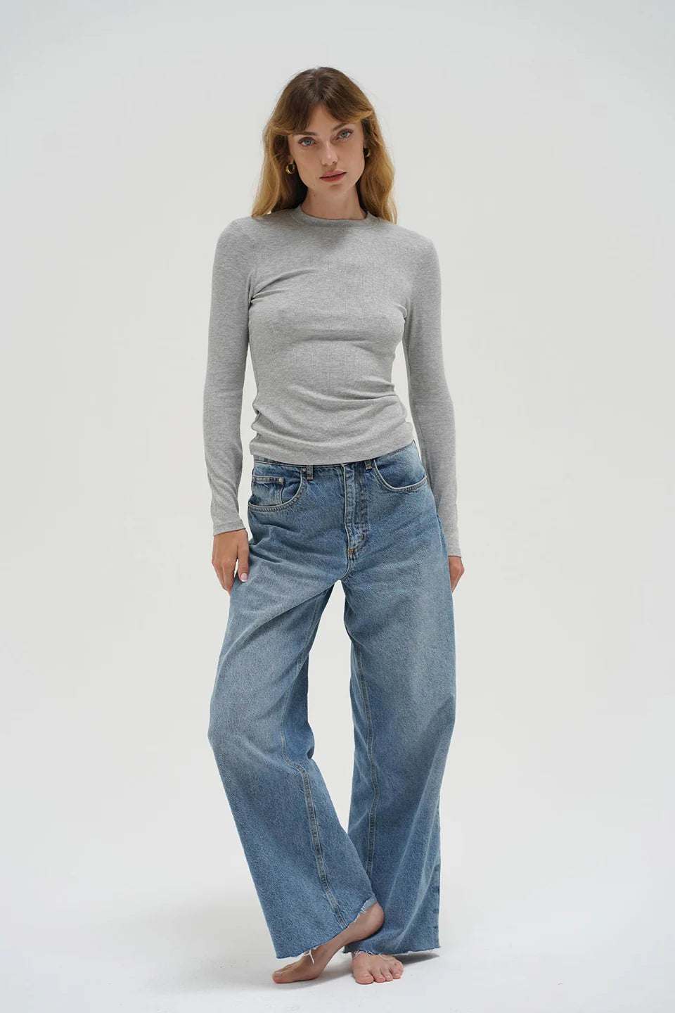Dalston Ribbed Long Sleeve/ Heather Grey