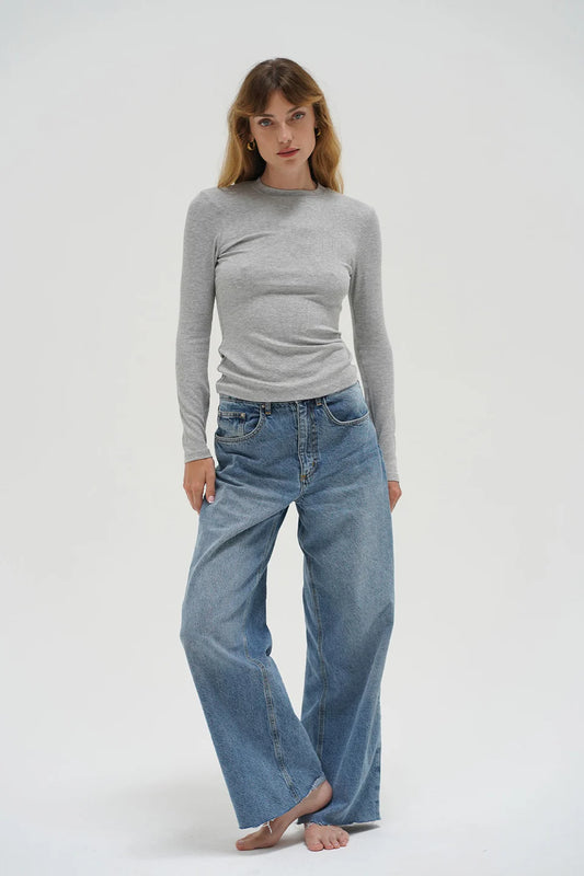 Dalston Ribbed Long Sleeve/ Heather Grey