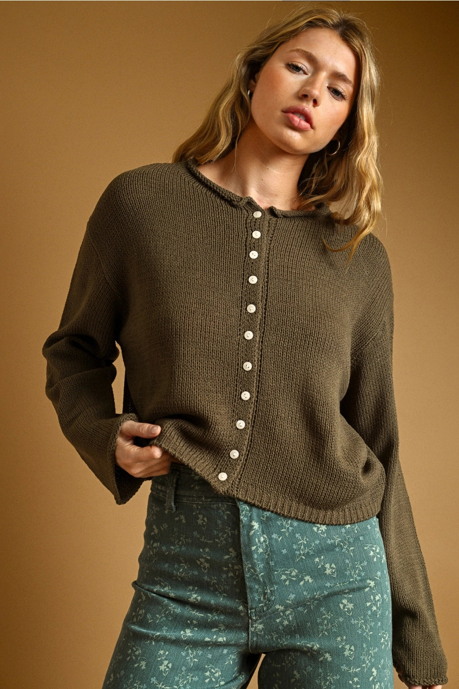 Button Front Knitted Cardigan