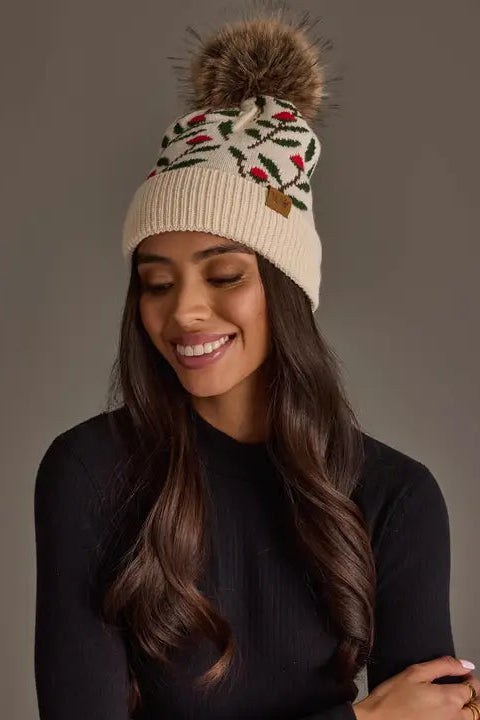 Floral Patterned Pom Hat