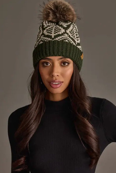 Leaf Patterned Pom Hat