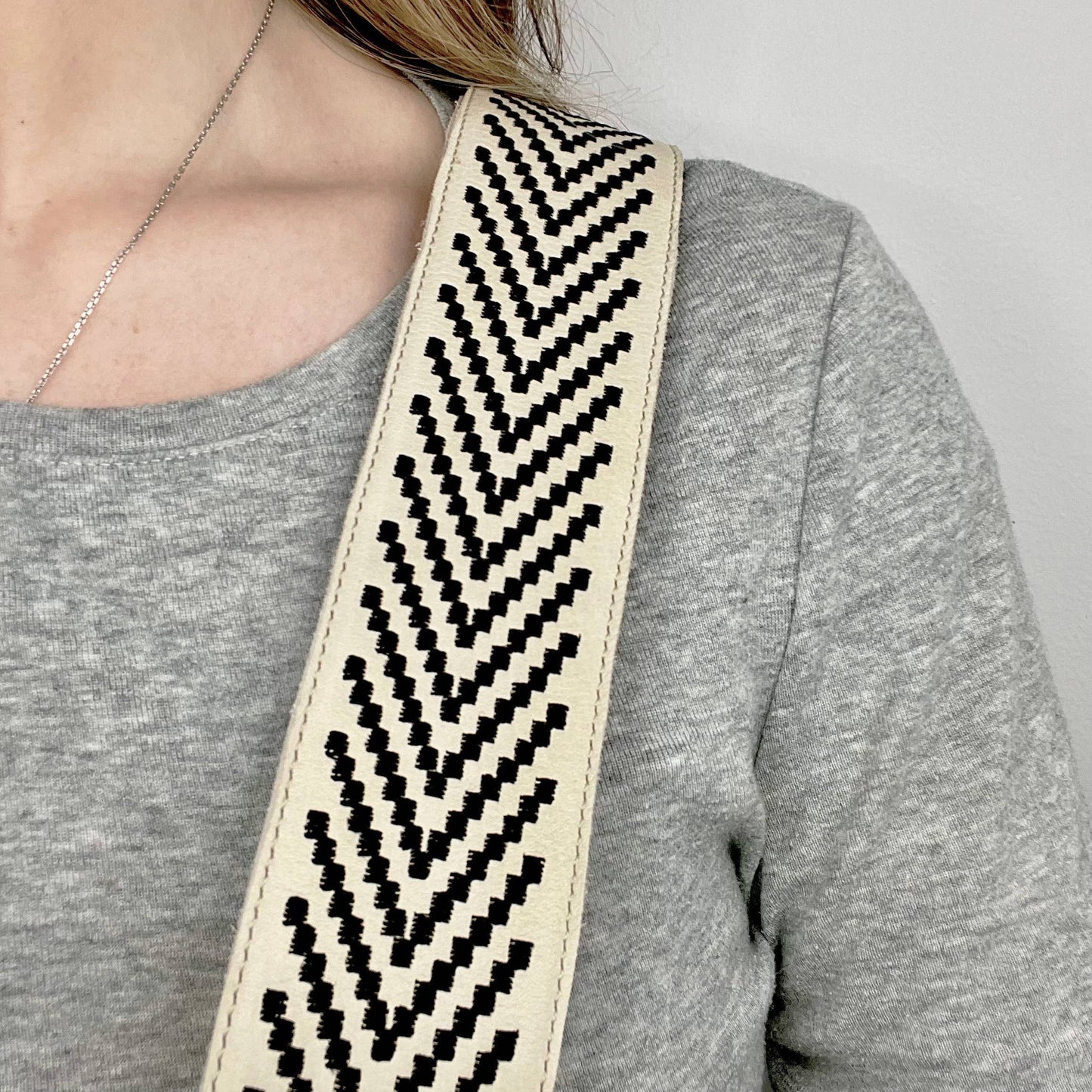 Bowie Handcrafted W Leather Embroidered Shoulder Strap