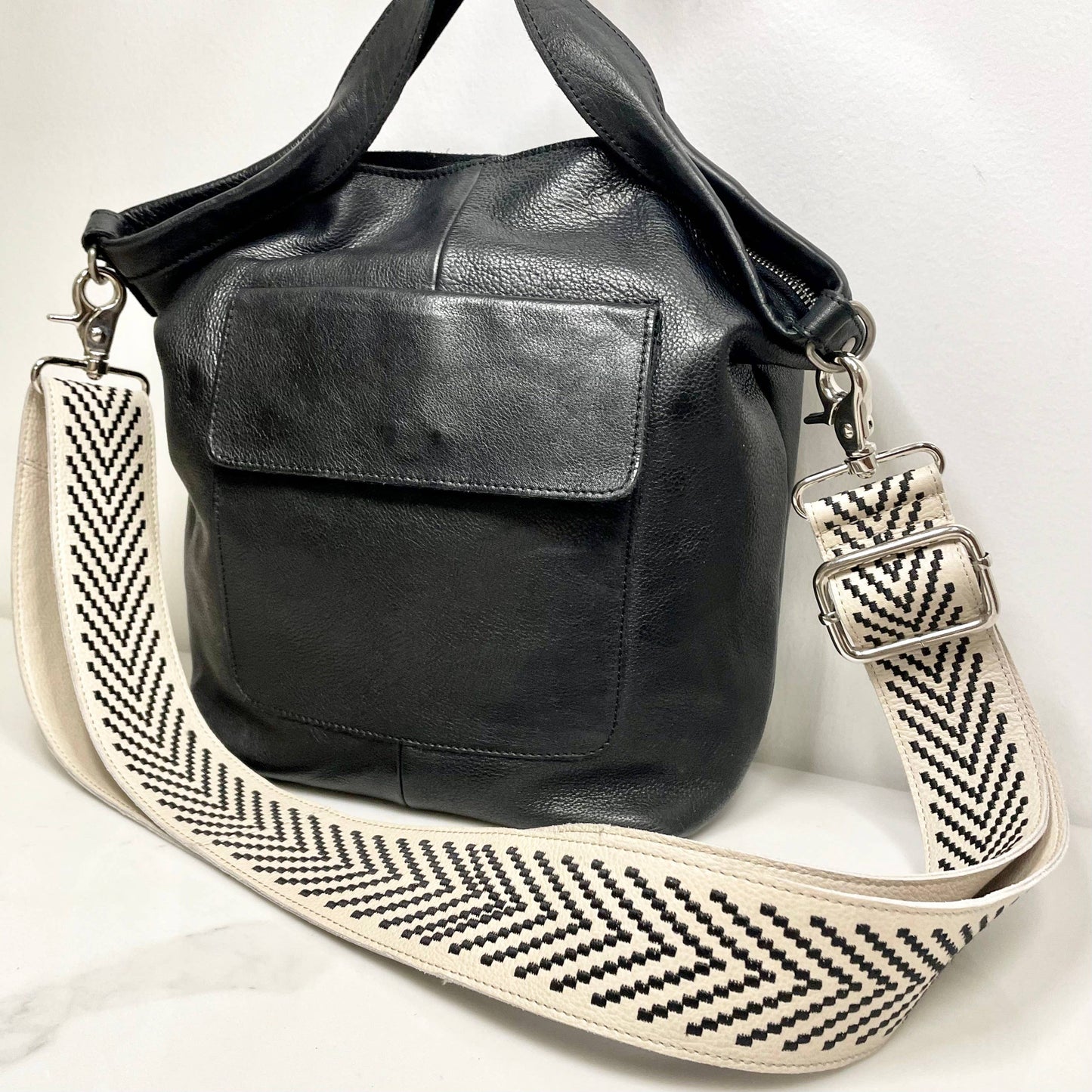 Bowie Handcrafted W Leather Embroidered Shoulder Strap