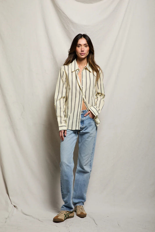 Gisele Poplin Woven Top/Navy/Sugar