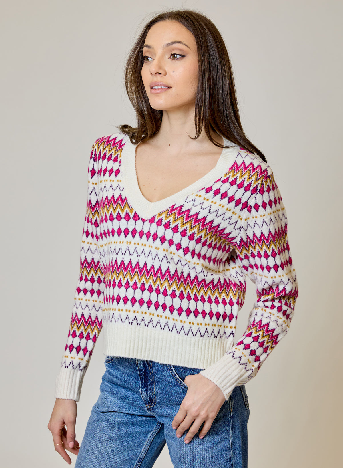 Fairisle V-Neck Sweater