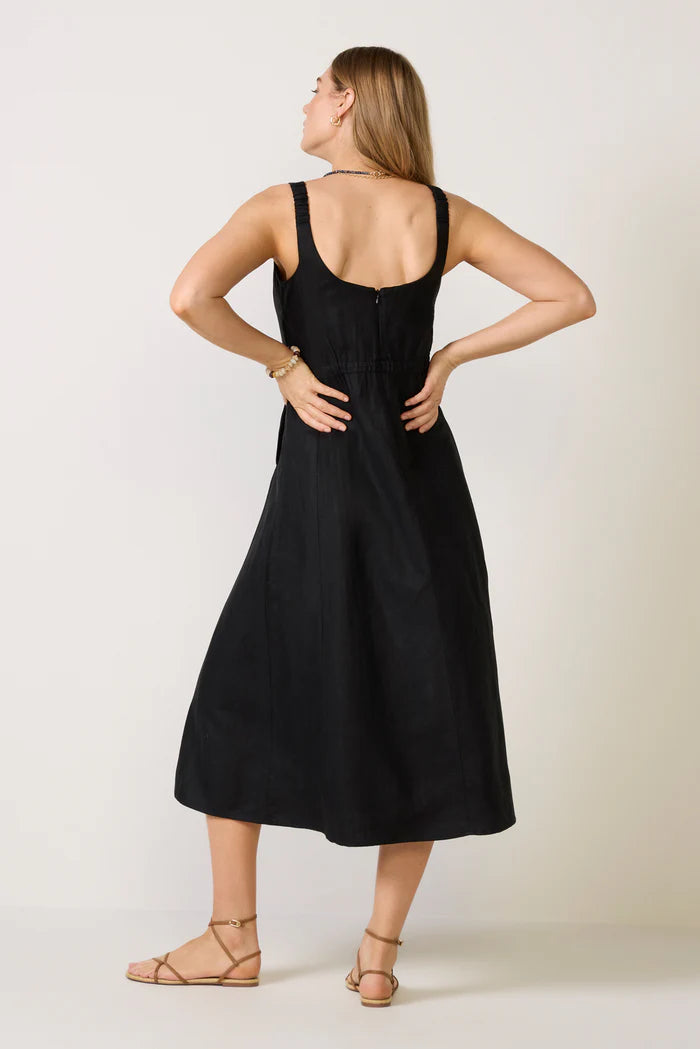 Palmira Fit & Flare Midi Dress / Black