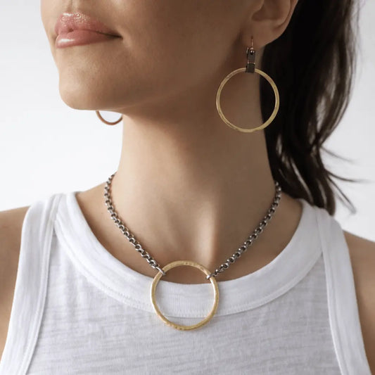 Leather Pewter Earring