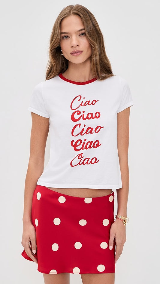 Ciao Ringer Tee/White/Red